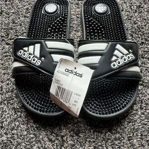Adidas Black and White Adissage Slides